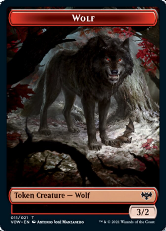 Wolf (011) // Human (010) Double-Sided Token [Innistrad: Crimson Vow Tokens] | Yard's Games Ltd