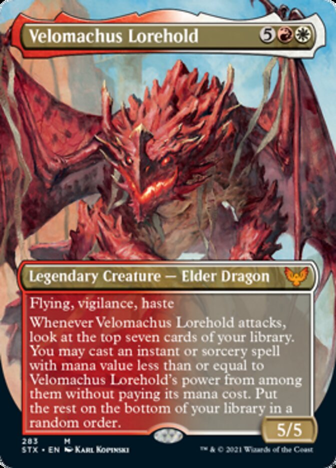 Velomachus Lorehold (Borderless Alternate Art) [Strixhaven: School of Mages] | Yard's Games Ltd