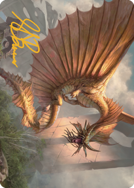 Ancient Gold Dragon Art Card (28) (Gold-Stamped Signature) [Commander Legends: Battle for Baldur's Gate Art Series] | Yard's Games Ltd