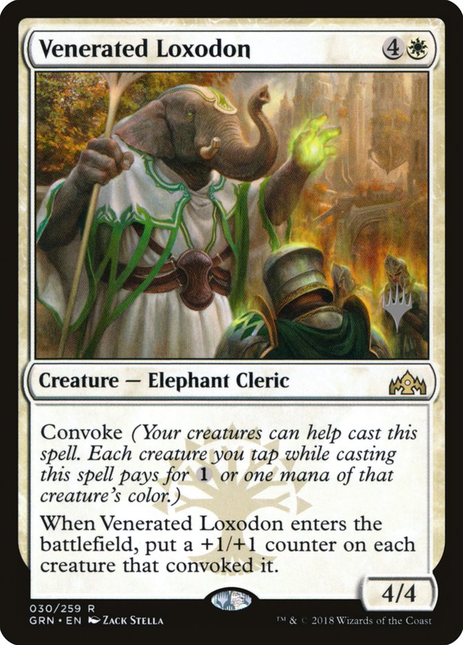 Venerated Loxodon (Promo Pack) [Guilds of Ravnica Promos] | Yard's Games Ltd