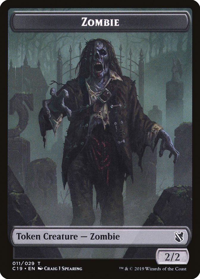 Zombie (010) // Zombie (011) Double-Sided Token [Commander 2019 Tokens] | Yard's Games Ltd