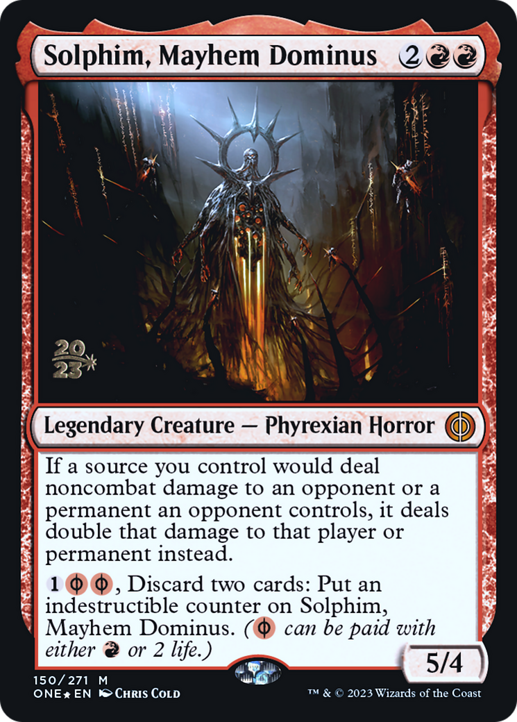 Solphim, Mayhem Dominus [Phyrexia: All Will Be One Prerelease Promos] | Yard's Games Ltd