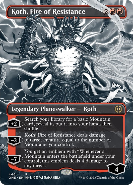 Koth, Fire of Resistance (Borderless Manga Step-and-Compleat Foil) [Phyrexia: All Will Be One] | Yard's Games Ltd