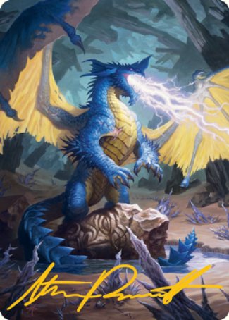 Blue Dragon Art Card (Gold-Stamped Signature) [Dungeons & Dragons: Adventures in the Forgotten Realms Art Series] | Yard's Games Ltd