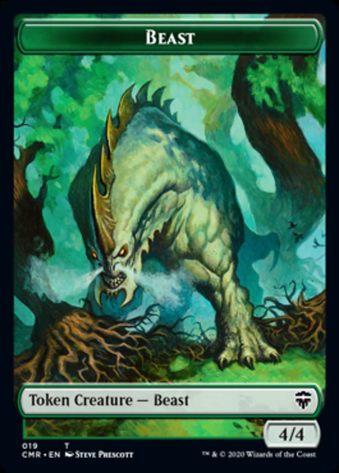 Beast (19) // Elephant Double-Sided Token [Commander Legends Tokens] | Yard's Games Ltd