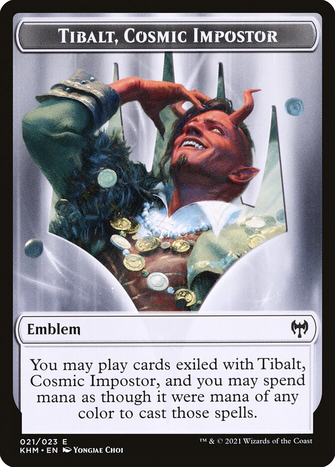 Human Warrior // Tibalt, Cosmic Impostor Emblem Double-Sided Token [Kaldheim Tokens] | Yard's Games Ltd