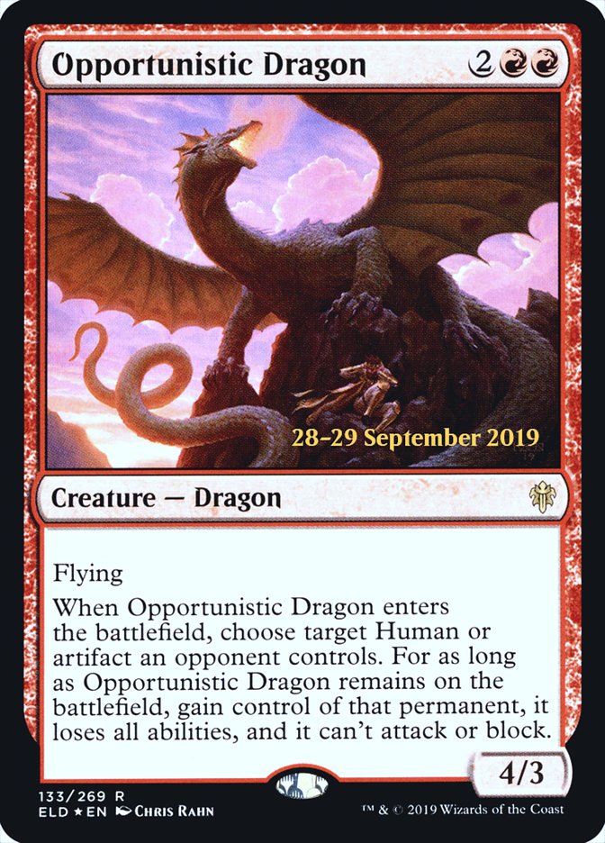 Opportunistic Dragon [Throne of Eldraine Prerelease Promos] | Yard's Games Ltd