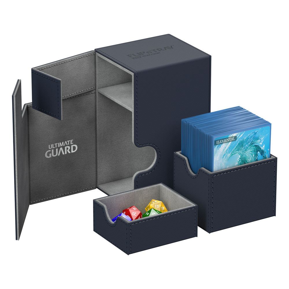 ultimate guard flip n tray 80 xenoskin blue premium deck box case | Yard's Games Ltd