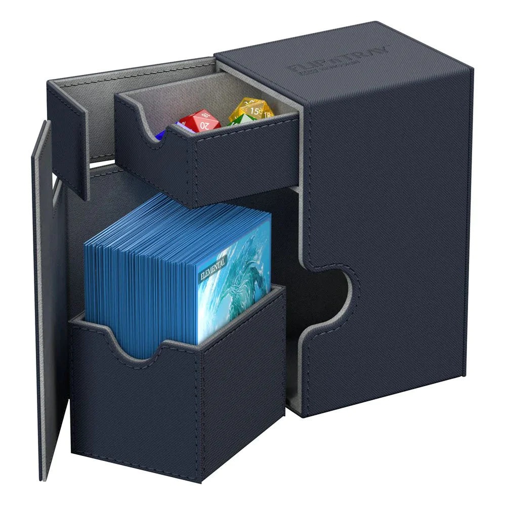 ultimate guard flip n tray 80 xenoskin blue premium deck box case | Yard's Games Ltd