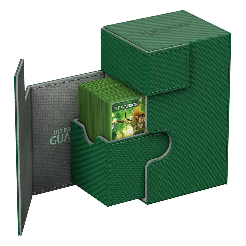 ultimate guard flip n tray 80 xenoskin green premium deck box case | Yard's Games Ltd