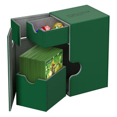 ultimate guard flip n tray 80 xenoskin green premium deck box case | Yard's Games Ltd