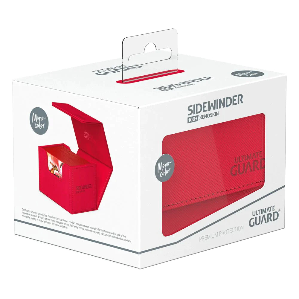 ultimate guard sidewinder 100 xenoskin red premium deck box | Yard's Games Ltd